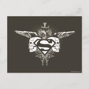 Superman Stylised Dark Skulls Logo Postcard