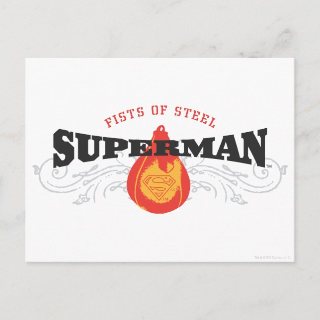 Superman Stylised | Fists of Steel Logo Postcard (Front)