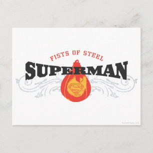 Superman Stylised   Fists of Steel Logo Postcard