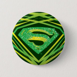 Superman Stylised   Green Decorative Logo 6 Cm Round Badge