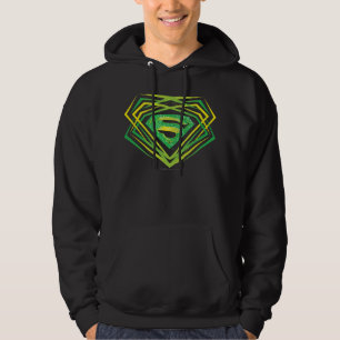 Superman Stylised   Green Decorative Logo Hoodie