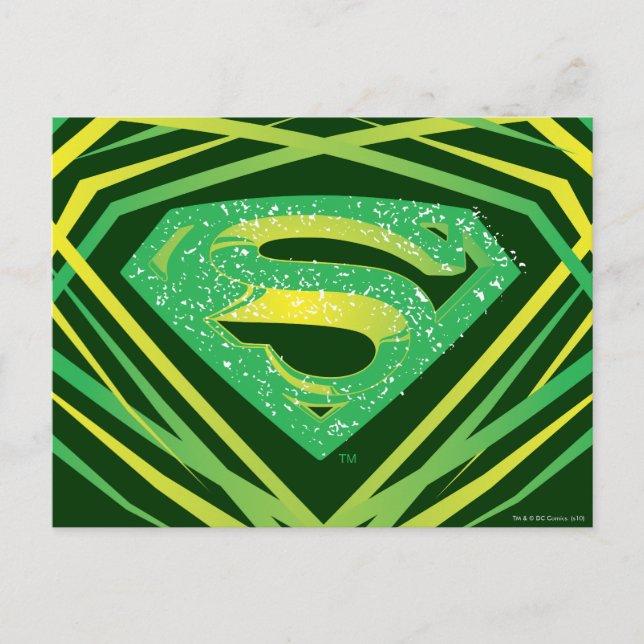 Superman Stylised | Green Decorative Logo Postcard (Front)