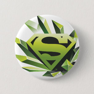Superman Stylised   Green Shield Logo 6 Cm Round Badge