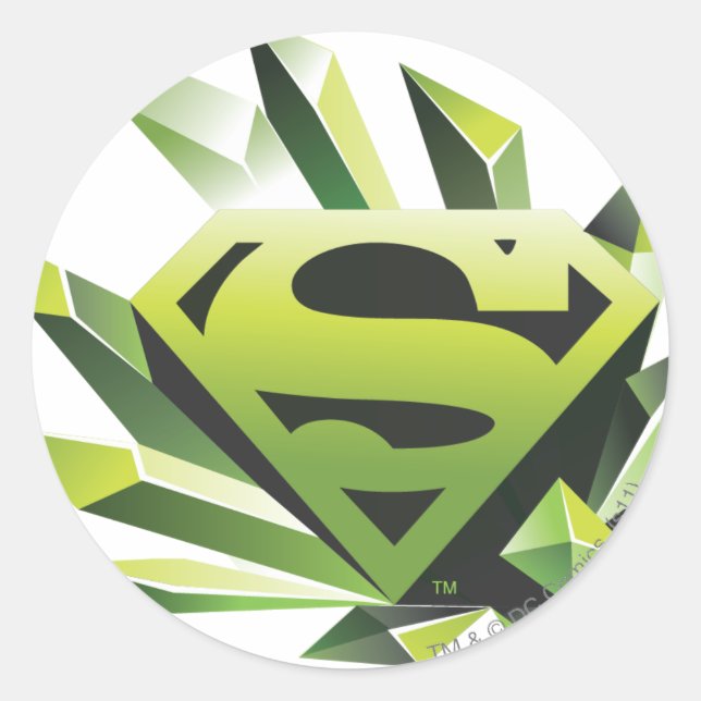 Superman Stylised | Green Shield Logo Classic Round Sticker (Front)