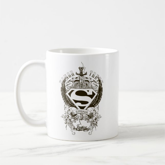 Superman Stylised | Honour, Truth and Justice Logo Coffee Mug (Left)