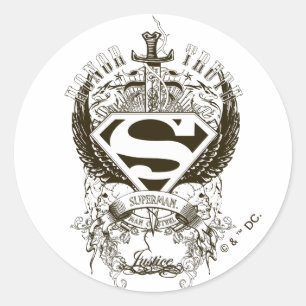 Superman Stylised   Honour, Truth on White Logo Classic Round Sticker
