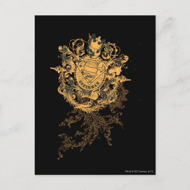 Superman Stylised | Orange Heart Beige Logo Postcard (Front)