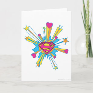 Superman Stylised   Pink with Hearts Logo Card