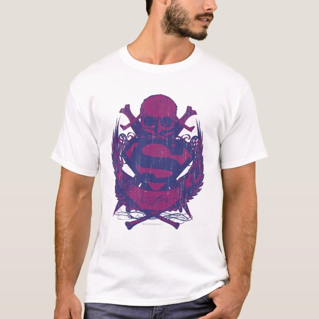 Superman Stylised | Purple and Pink Skull Logo T-Shirt (Front)