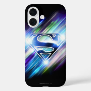 Superman Stylised Shiny Blue Burst Logo iPhone 16 Case