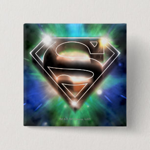 Superman Stylised   Shiny Burst Logo 15 Cm Square Badge