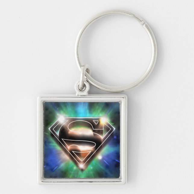 Superman Stylised | Shiny Burst Logo Key Ring (Front)
