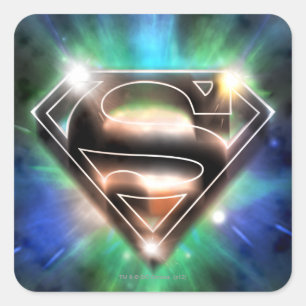 Superman Stylised Shiny Burst Logo Square Sticker