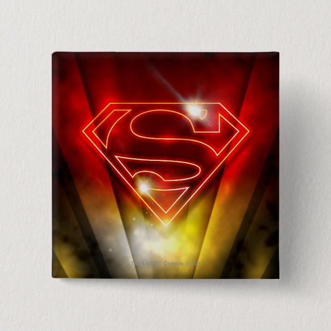 Superman Stylised | Shiny Red Outline Logo 15 Cm Square Badge (Front)