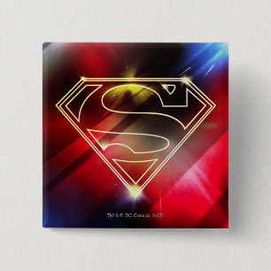 Superman Stylised   Shiny Yellow Outline Logo 15 Cm Square Badge