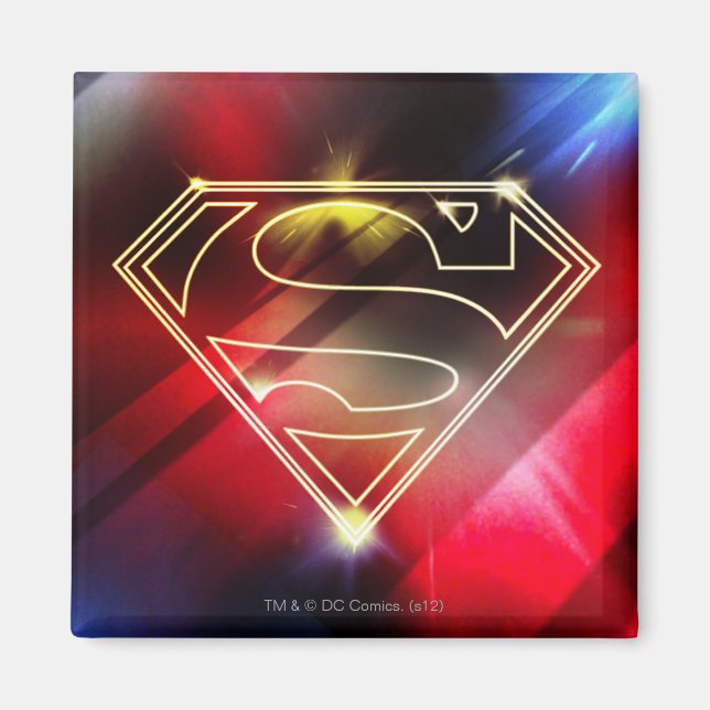 Superman Stylised | Shiny Yellow Outline Logo Magnet (Front)