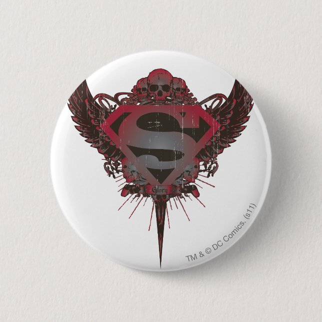 Superman Stylised | Skull and Wings Logo 6 Cm Round Badge (Front)