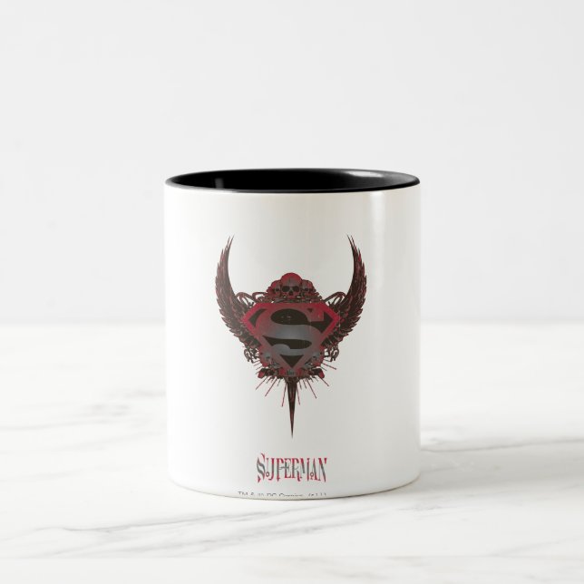 Superman Stylised | Skull and Wings Logo Two-Tone Coffee Mug (Center)