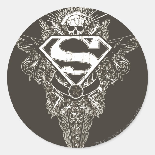 Superman Stylised | Star and Skull Logo Classic Round Sticker (Front)