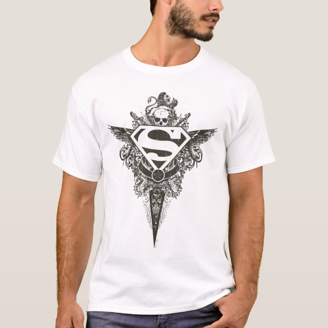 Superman Stylised | Star and Skull White Logo T-Shirt (Front)
