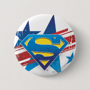Superman Stylised   Stars and Stripes Logo 6 Cm Round Badge