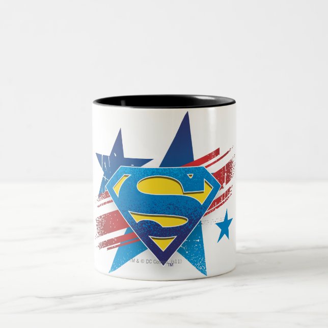 Superman Stylised | Stars and Stripes Logo Two-Tone Coffee Mug (Center)