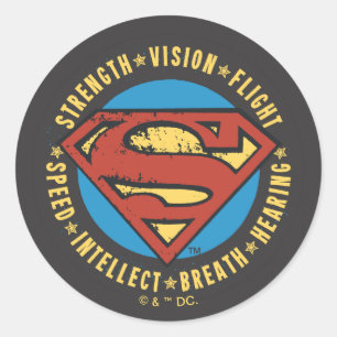 Superman Stylised   Strength Vision Flight Logo Classic Round Sticker