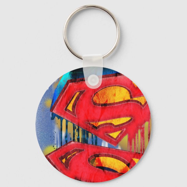Superman Stylised | Urban Spraypaint Logo Key Ring (Front)