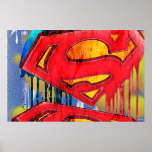 Superman Stylised Urban Spraypaint Logo Poster