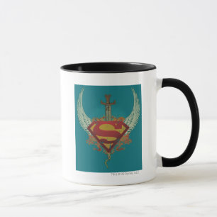 Superman Stylised   Wings Teal Background Logo Mug