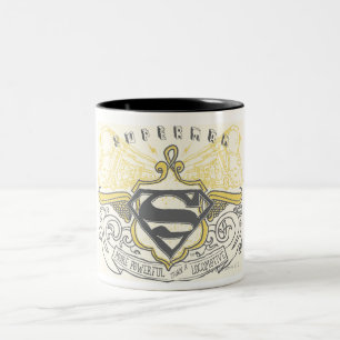 Superman Stylised   Yellow Drawn Trains Logo Two-Tone Coffee Mug