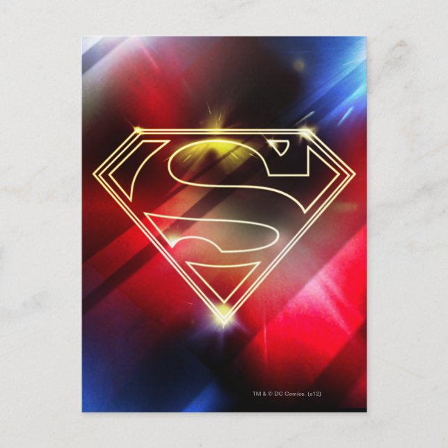 Superman Stylized | Shiny Yellow Outline Logo Postcard (Front)