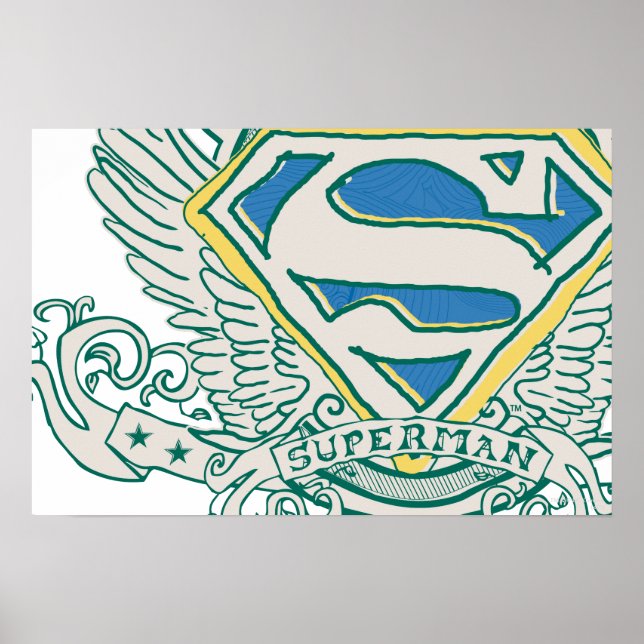 Superman Stylized | Sketched Crest Logo Poster (Front)