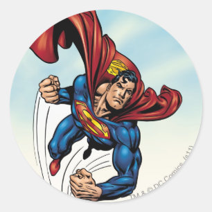 Superman swift through the air classic round sticker