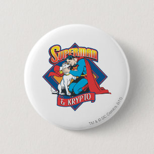 Superman with Krypto 6 Cm Round Badge
