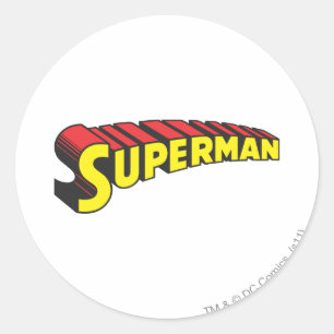 Superman   Yellow Red Letters Logo Classic Round Sticker