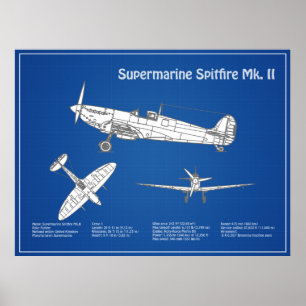 Supermarine Spitfire - Aeroplane Blueprint ABD Poster