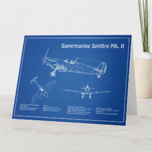 Supermarine Spitfire - Aeroplane Blueprint AD Thank You Card