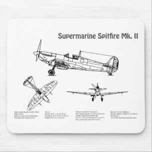 Supermarine Spitfire - Aeroplane Blueprint BD Mouse Pad