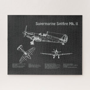 Supermarine Spitfire - Aeroplane Blueprint PD Jigsaw Puzzle