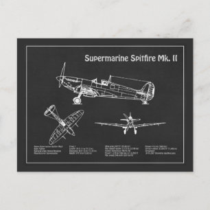 Supermarine Spitfire - Aeroplane Blueprint PD Postcard