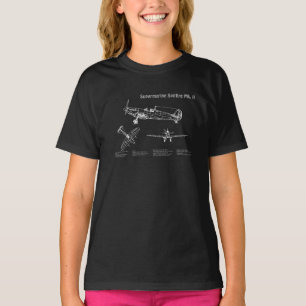 Supermarine Spitfire - Aeroplane Blueprint PD T-Shirt