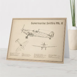 Supermarine Spitfire - Aeroplane Blueprint SD Thank You Card