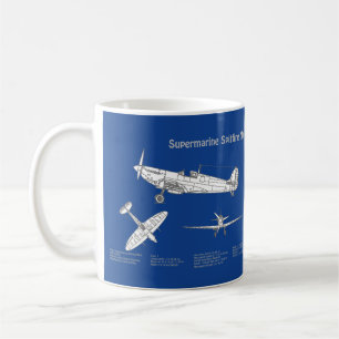 Supermarine Spitfire - Airplane Blueprint ABD Coffee Mug
