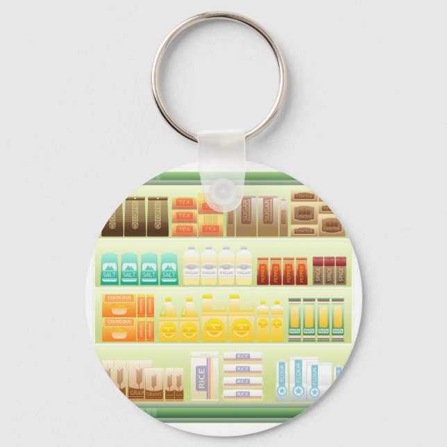 supermarket shelf coffee tea grains key ring (Front)