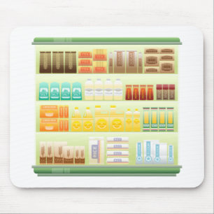 supermarket shelf coffee tea grains mouse pad
