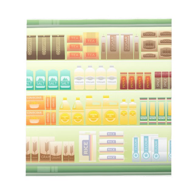 supermarket shelf coffee tea grains notepad (Front)