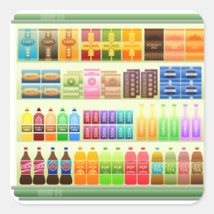 supermarket shelf products snacks square sticker