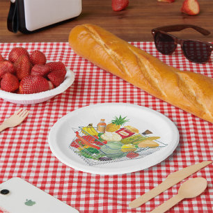 Supermarket Shopping Basket Paper Plate