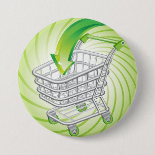 Supermarket Shopping Cart 7.5 Cm Round Badge